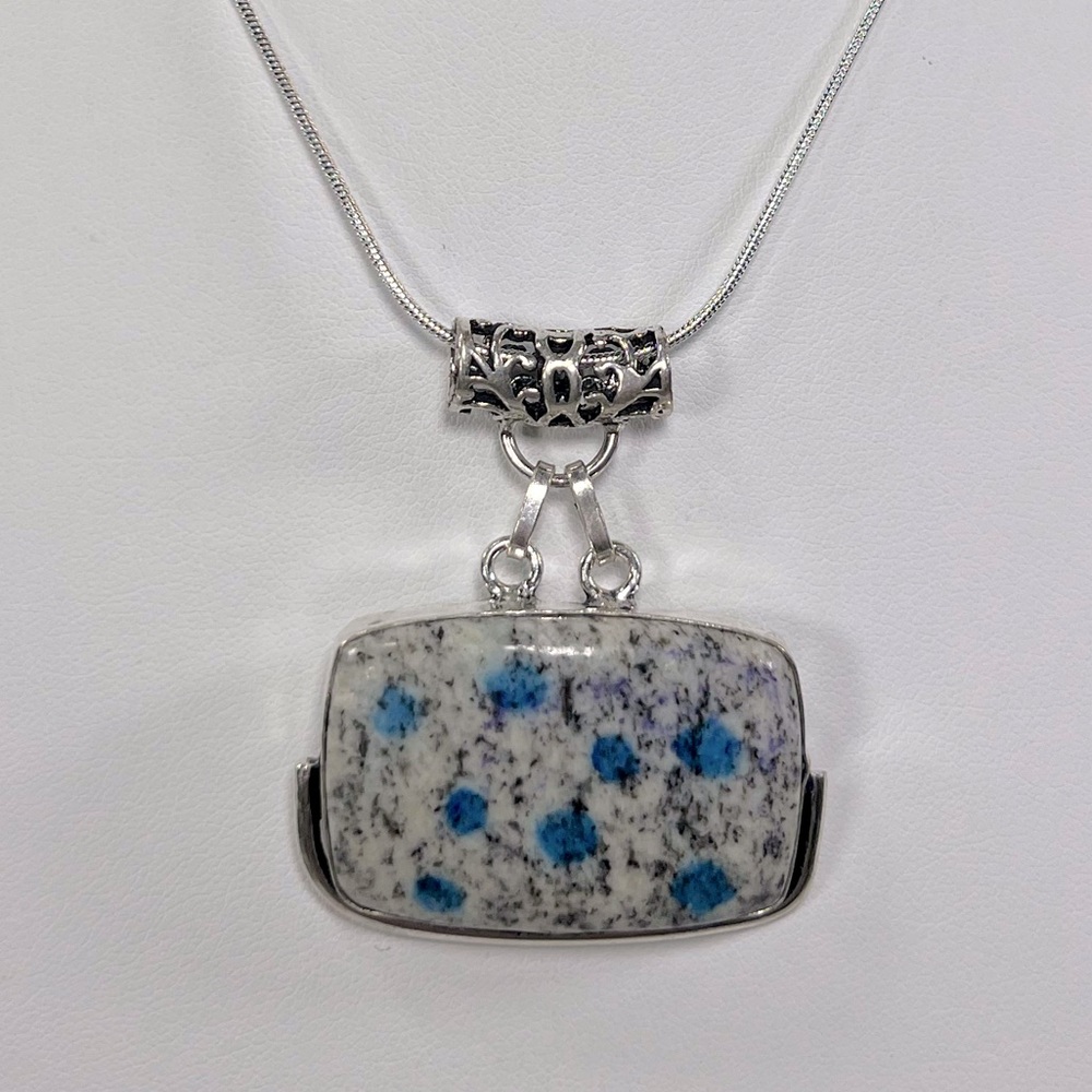 K2 Azurite 925 Square Gemstone Pendant